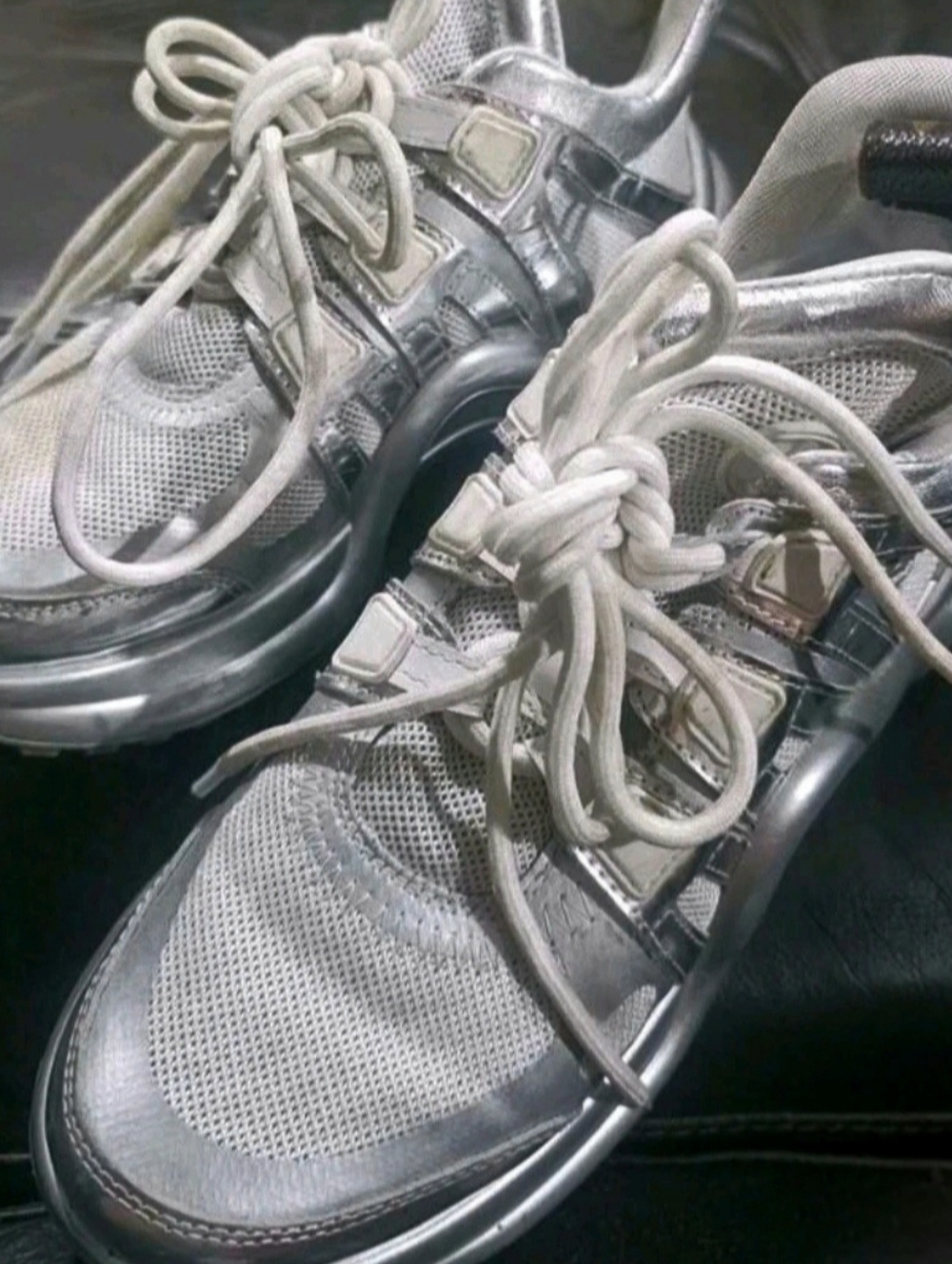 AUTHENTIC Louis Vuitton Silver Mesh High-Tops Archlight Sneakers. Size 6 - Picture 5 of 6